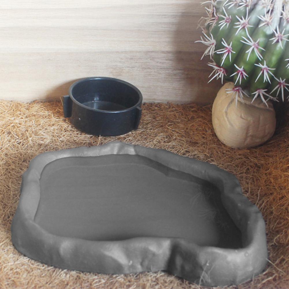 Water Dish Reptile - Reptile Feeder Plastic Imitation Rock DesignFood