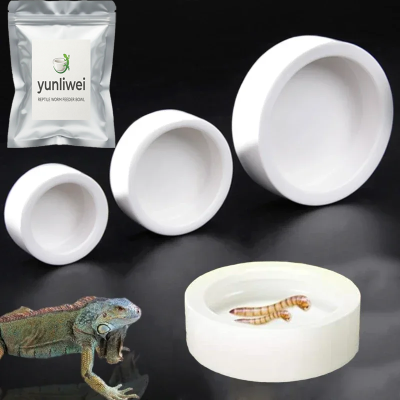 Water Dish Reptile - Reptile Food Bowl Anti-Escape Ceramic Feeder